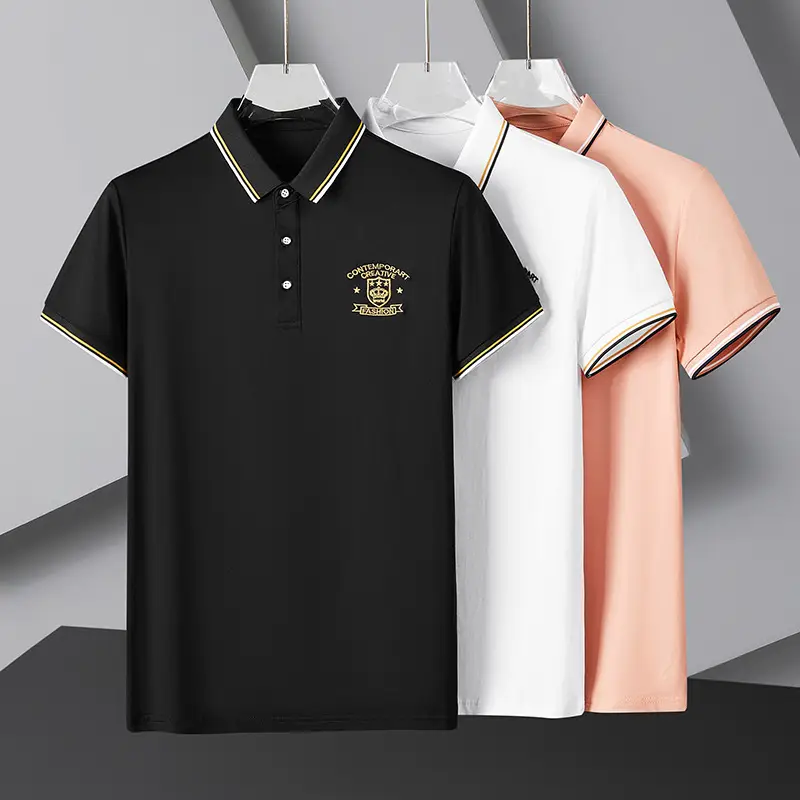 Men Black Embroidered Polo T-Shirt Pure Cotton - Image 4