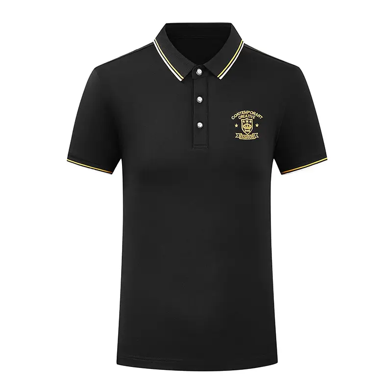 Men Black Embroidered Polo T-Shirt Pure Cotton - Image 5
