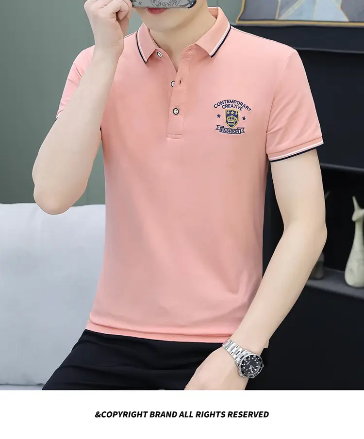 Men Black Embroidered Polo T-Shirt Pure Cotton — feature 16