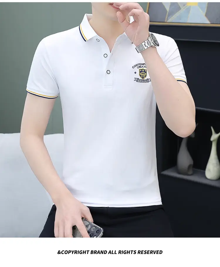 Men Black Embroidered Polo T-Shirt Pure Cotton — feature 18