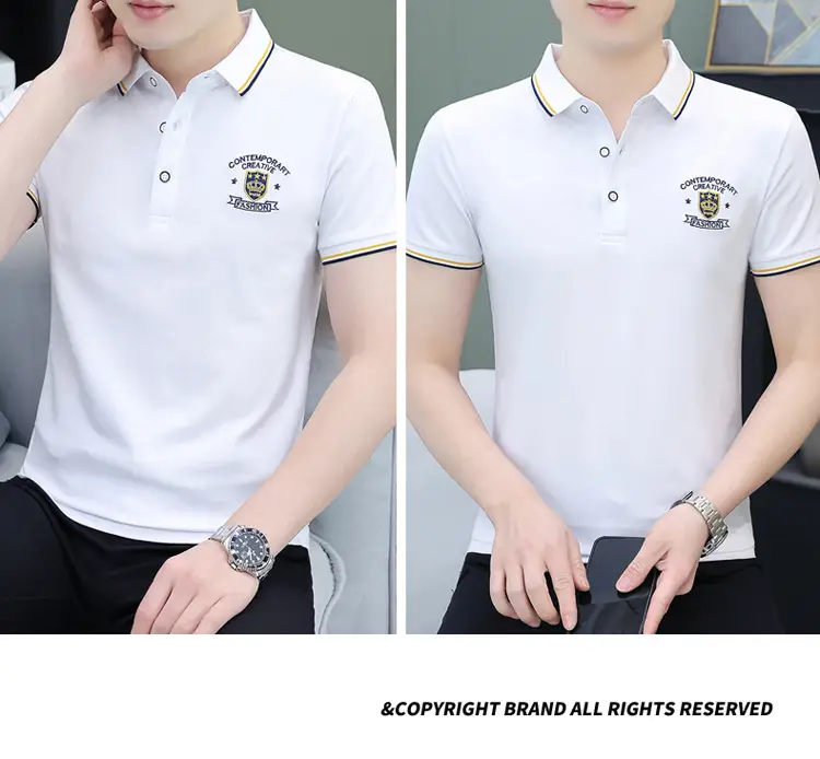 Men Black Embroidered Polo T-Shirt Pure Cotton — feature 21