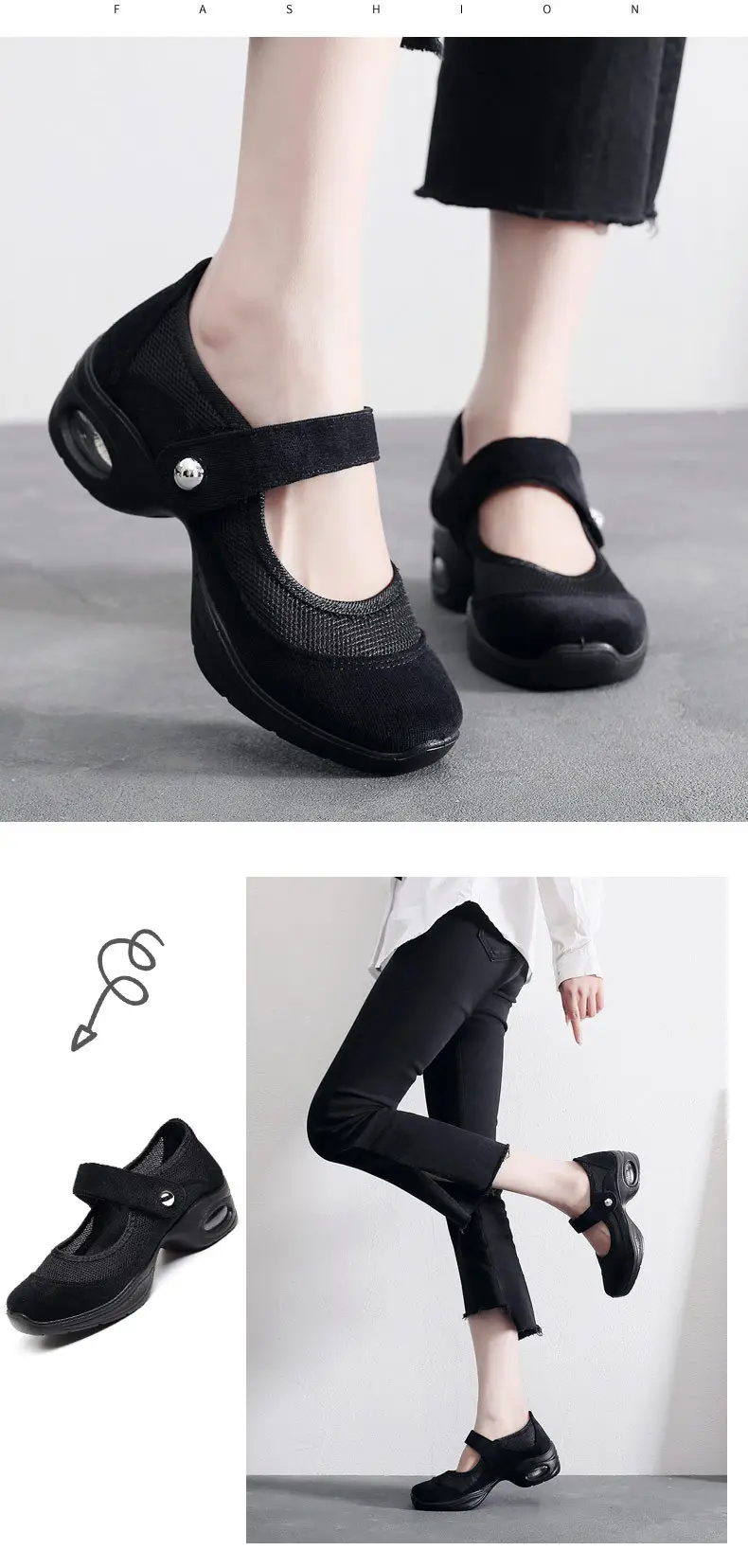 Old Beijing cloth shoes mesh non-slip soft bottom air cushion leisure dance shoes sports women's shoes running shoes square dance shoes — feature 6