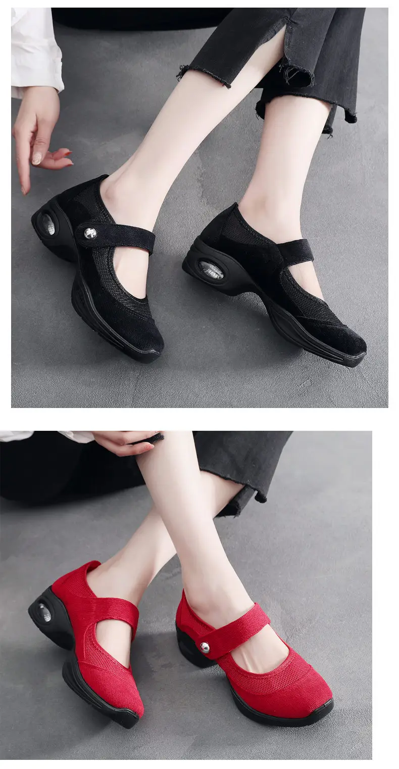 Old Beijing cloth shoes mesh non-slip soft bottom air cushion leisure dance shoes sports women's shoes running shoes square dance shoes — feature 7