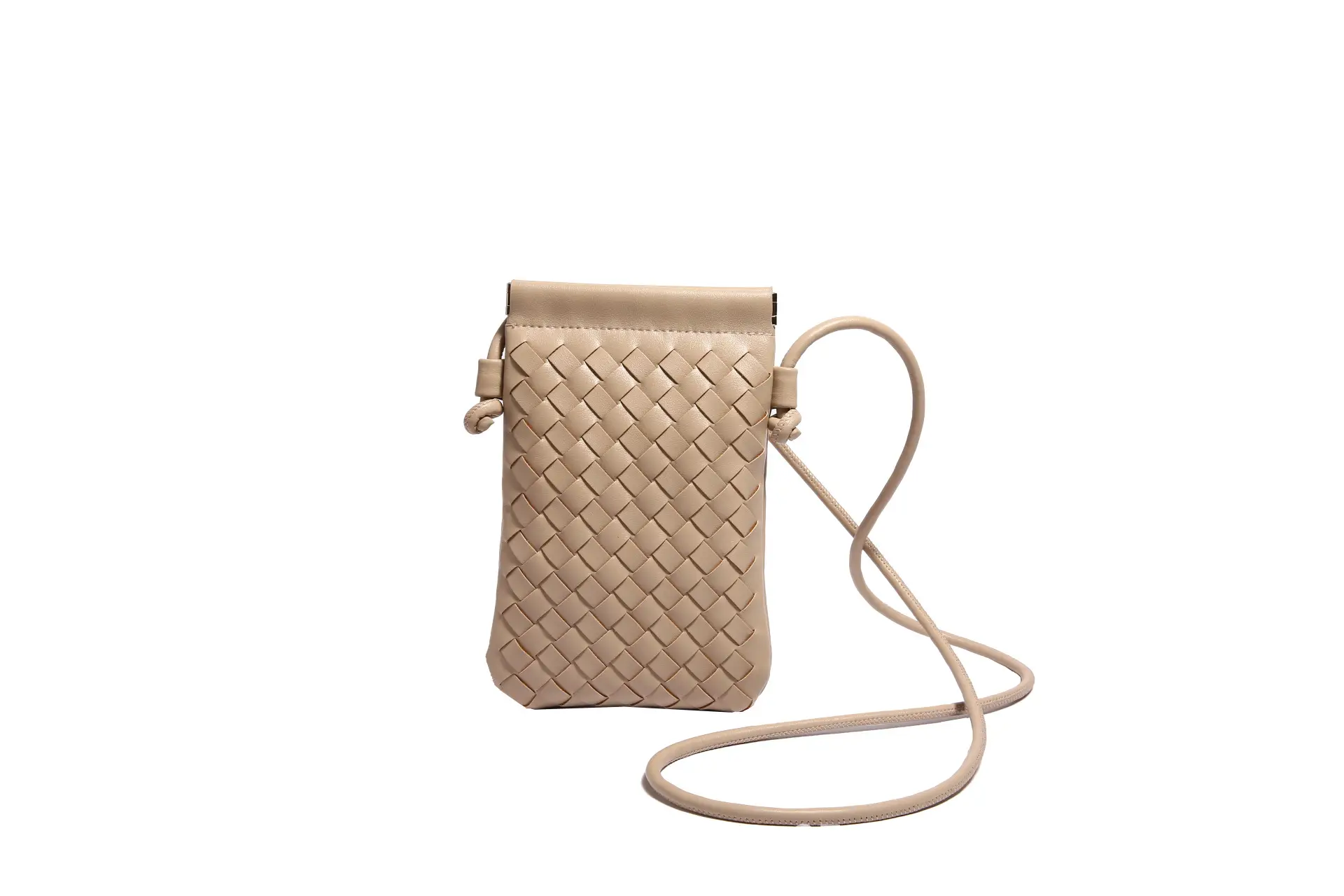 Mini Handwoven Shoulder Bag Beige Crossbody