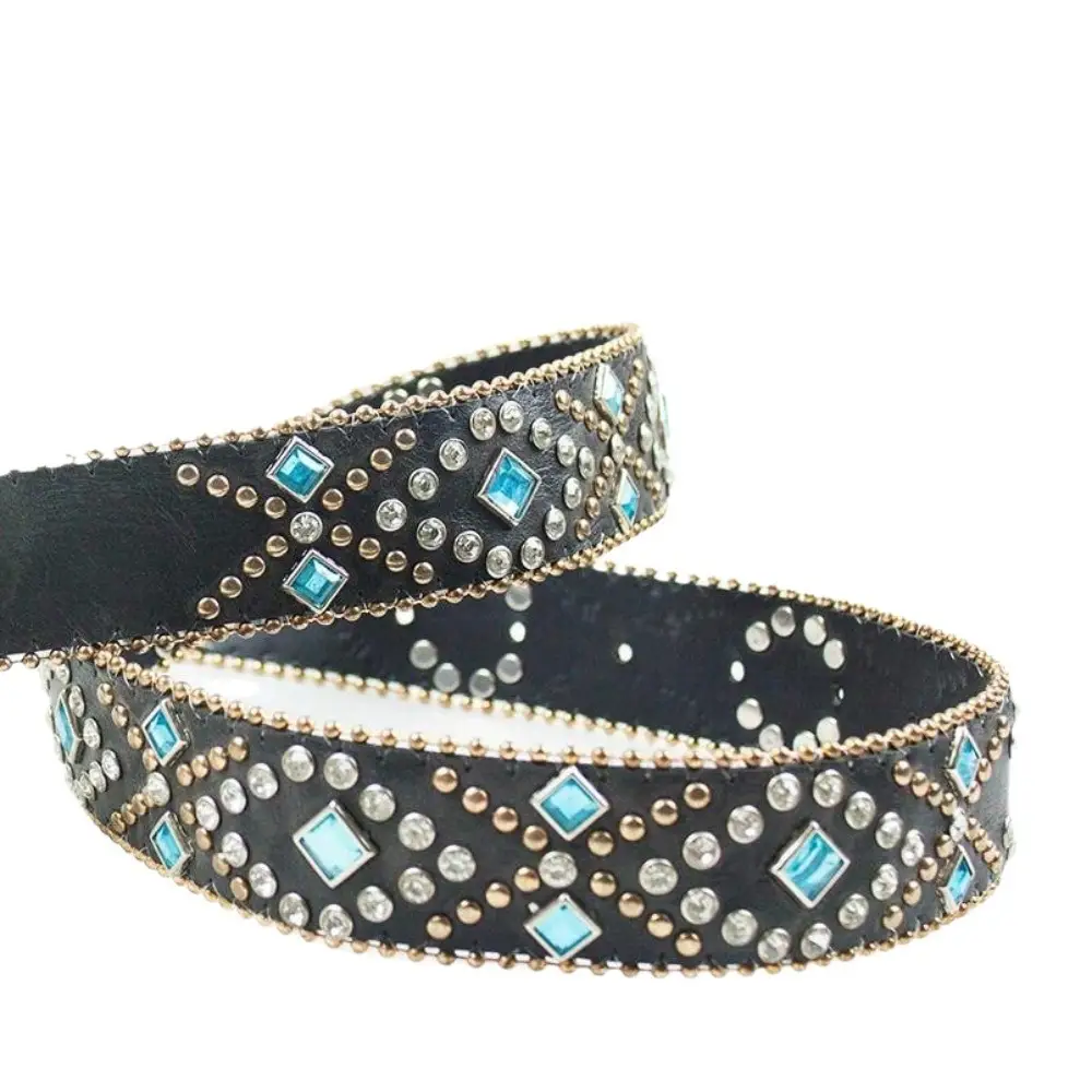 Black Rhinestone Belt with Retro Pin Buckle - Image 6