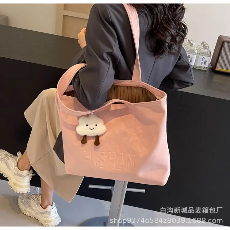 Women Canvas Shoulder Bag Pink Large Capacity — feature 16