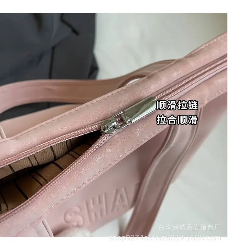 Women Canvas Shoulder Bag Pink Large Capacity — feature 3