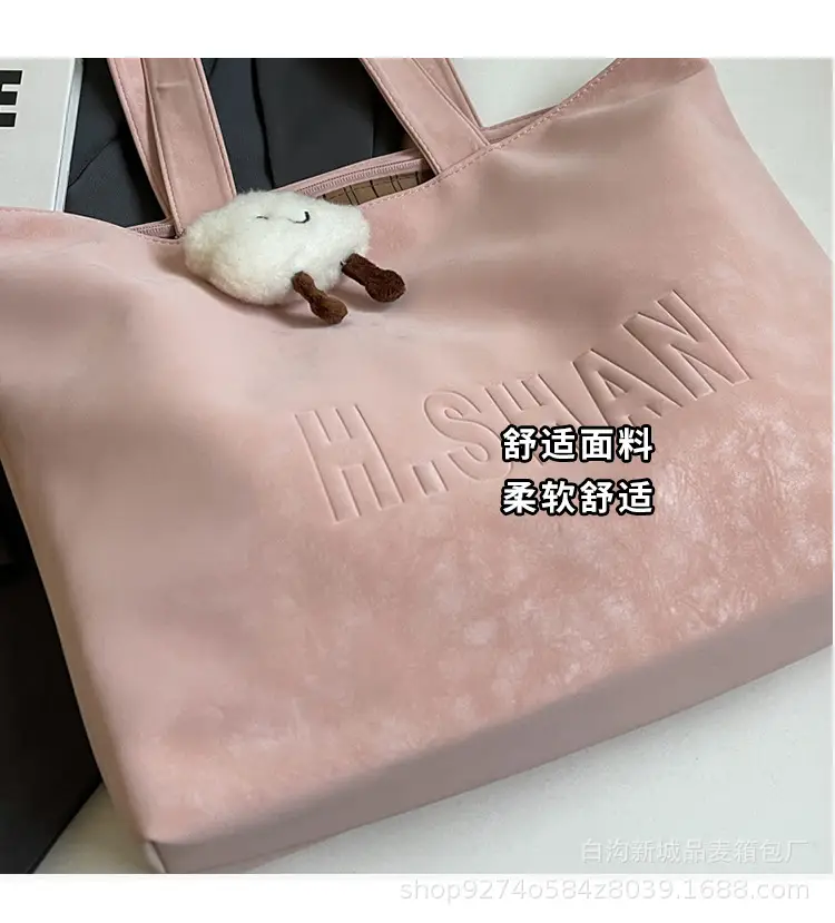 Women Canvas Shoulder Bag Pink Large Capacity — feature 5