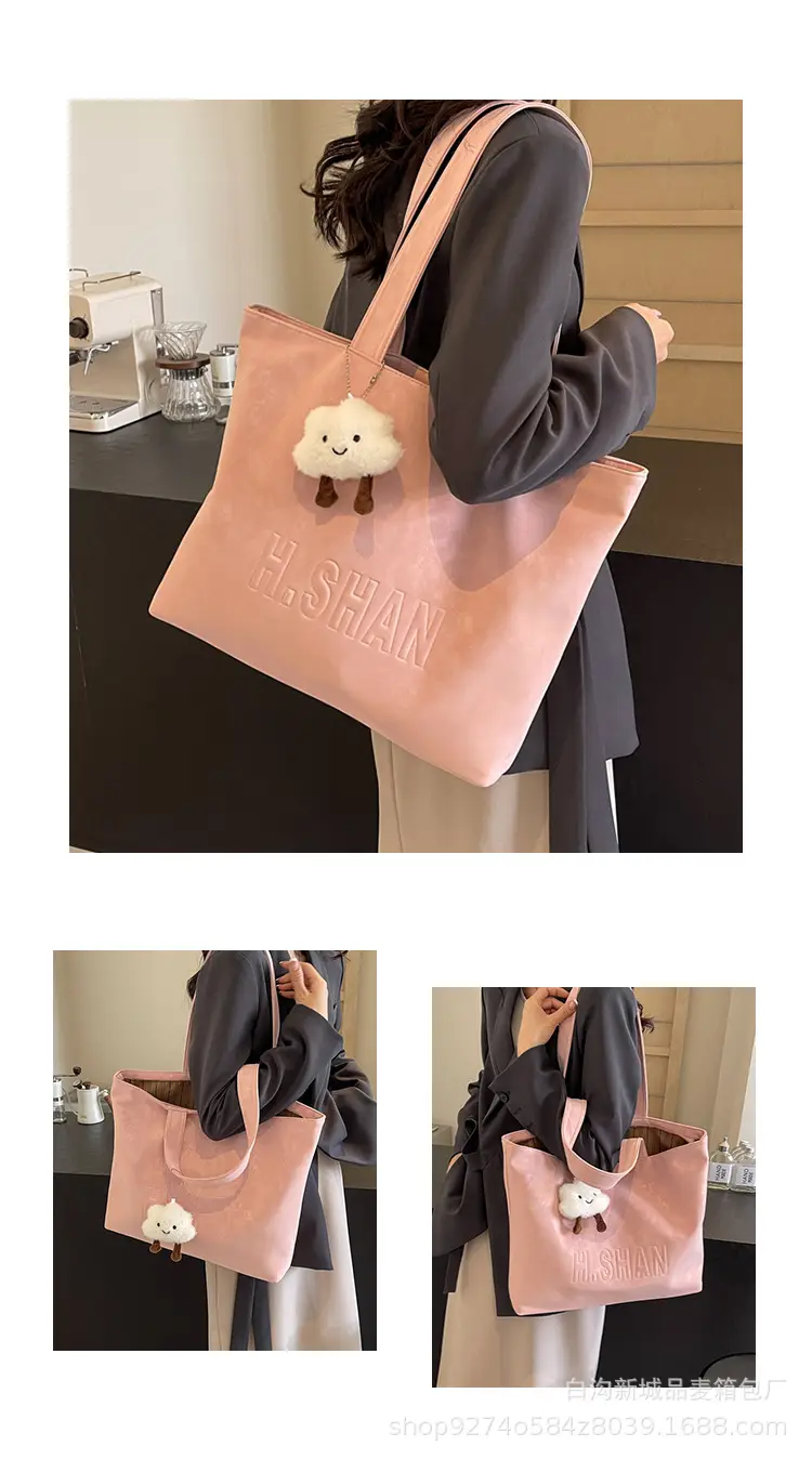 Women Canvas Shoulder Bag Pink Large Capacity — feature 9