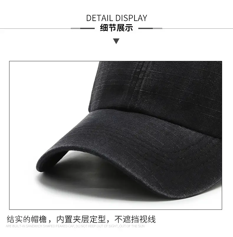 Men's Black Baseball Cap with Letter Embroidery — feature 11