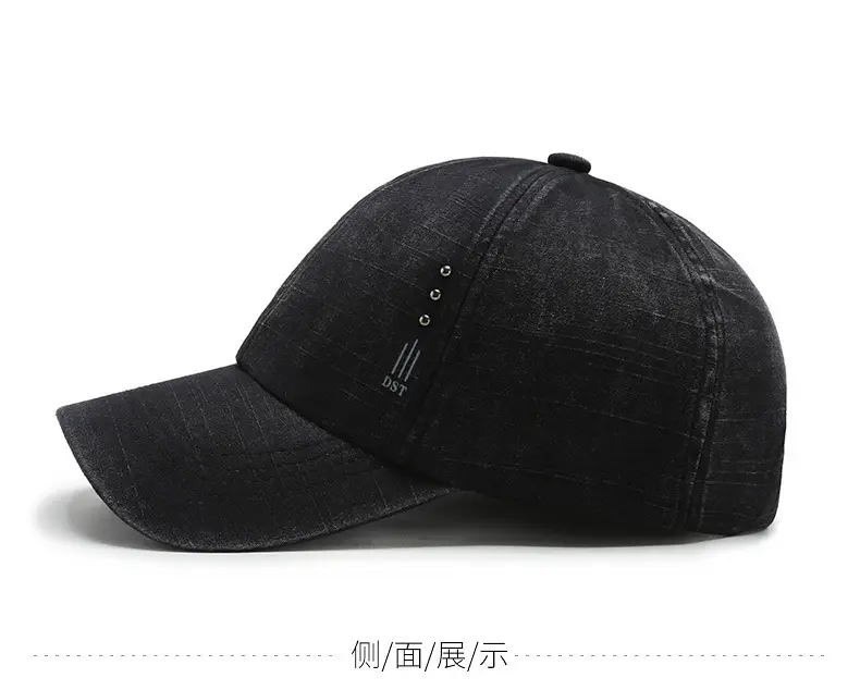 Men's Black Baseball Cap with Letter Embroidery — feature 7