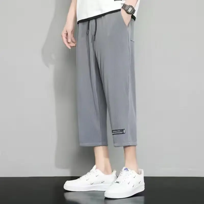 Men's Grey Ice Silk 8-Piece Pants Dape Summer - Image 2