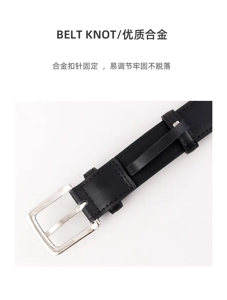 Women Cowhide Leather Belt with Alloy Buckle Tan — feature 34