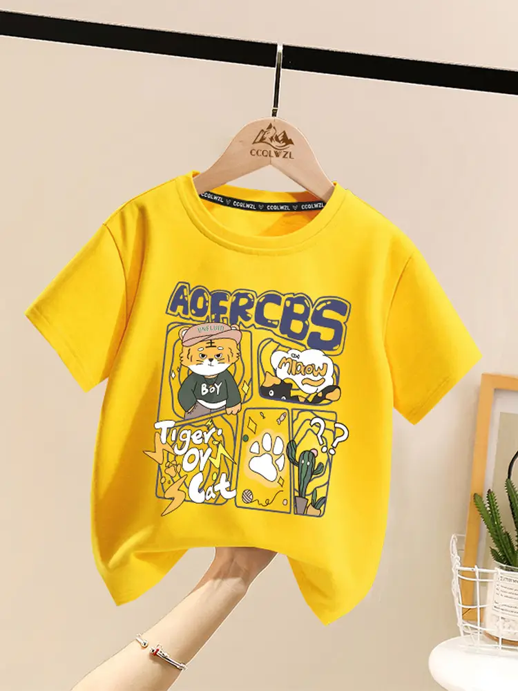 Factory Direct Boys Girls Cotton Cartoon T-Shirt All Match Summer - Image 10