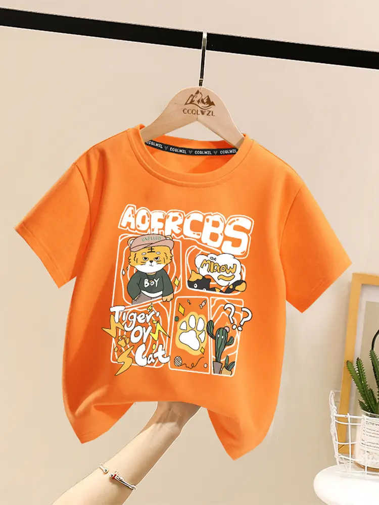 Factory Direct Boys Girls Cotton Cartoon T-Shirt All Match Summer - Image 12