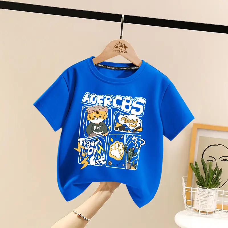 Factory Direct Boys Girls Cotton Cartoon T-Shirt All Match Summer - Image 2