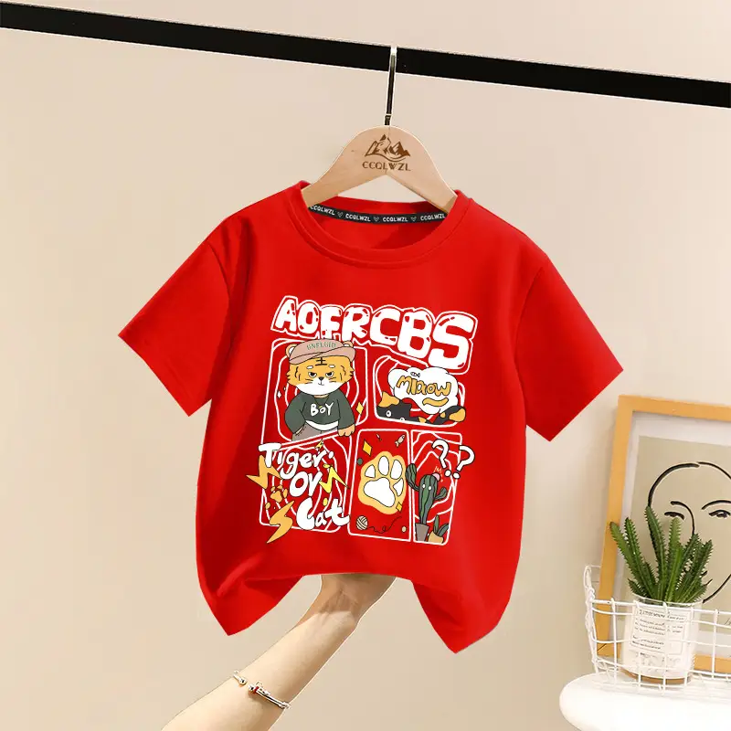Factory Direct Boys Girls Cotton Cartoon T-Shirt All Match Summer - Image 3