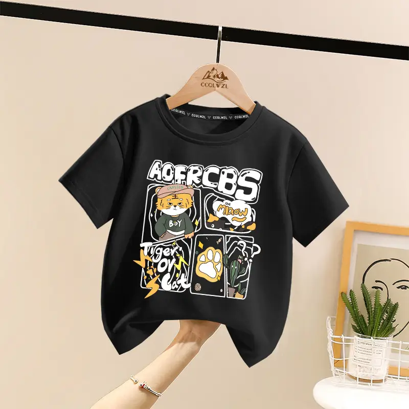 Factory Direct Boys Girls Cotton Cartoon T-Shirt All Match Summer - Image 4