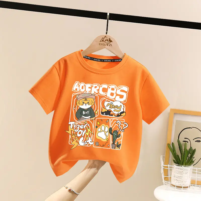 Factory Direct Boys Girls Cotton Cartoon T-Shirt All Match Summer - Image 5