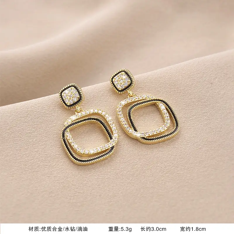 S925 Silver Needle Earrings for Women Light Luxury Geometric Design — feature 34