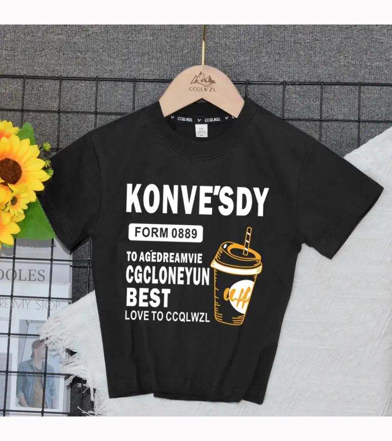 Korean Boys T-Shirt Black Summer Base Style — feature 15
