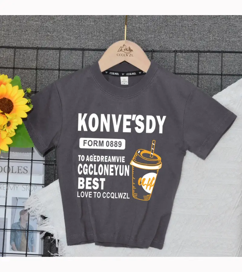 Korean Boys T-Shirt Black Summer Base Style — feature 16