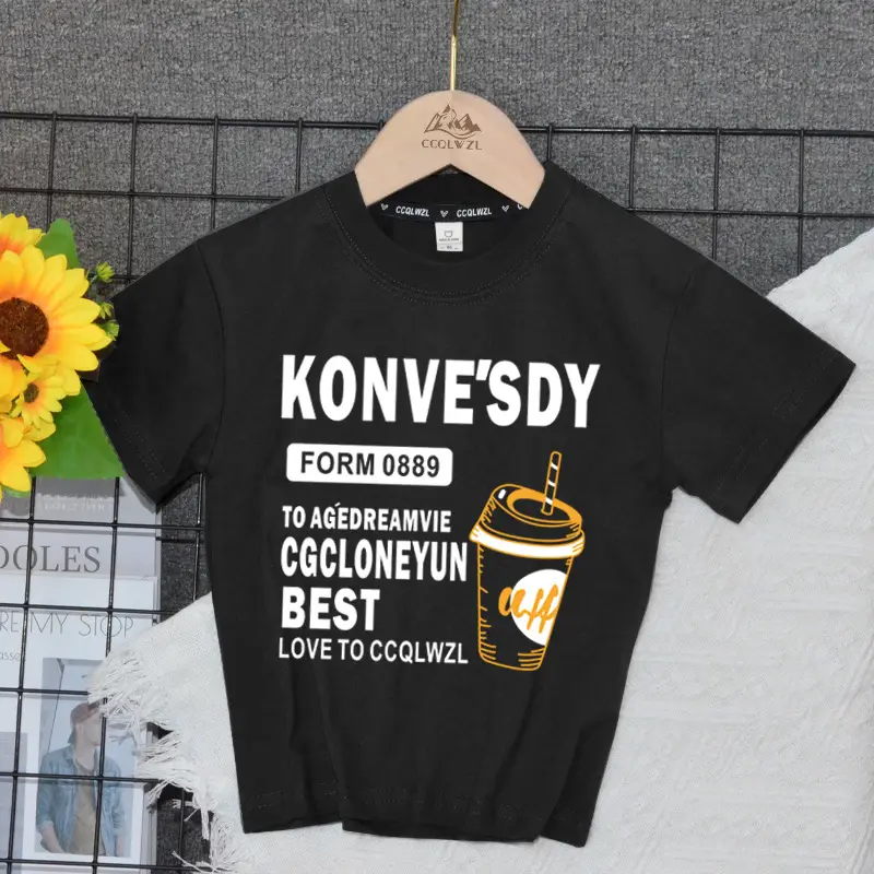 Korean Boys T-Shirt Black Summer Base Style