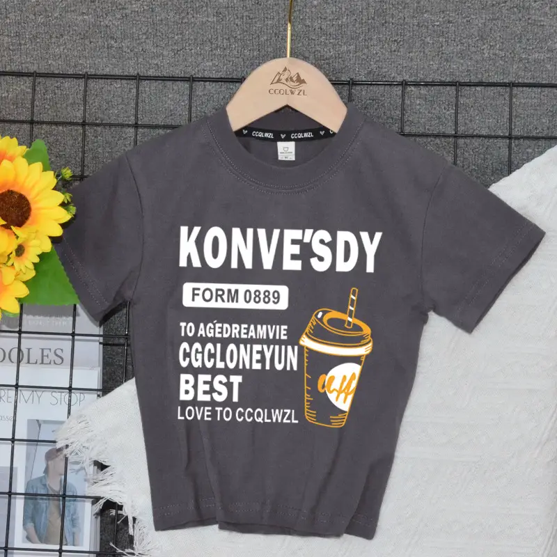 Korean Boys T-Shirt Black Summer Base Style