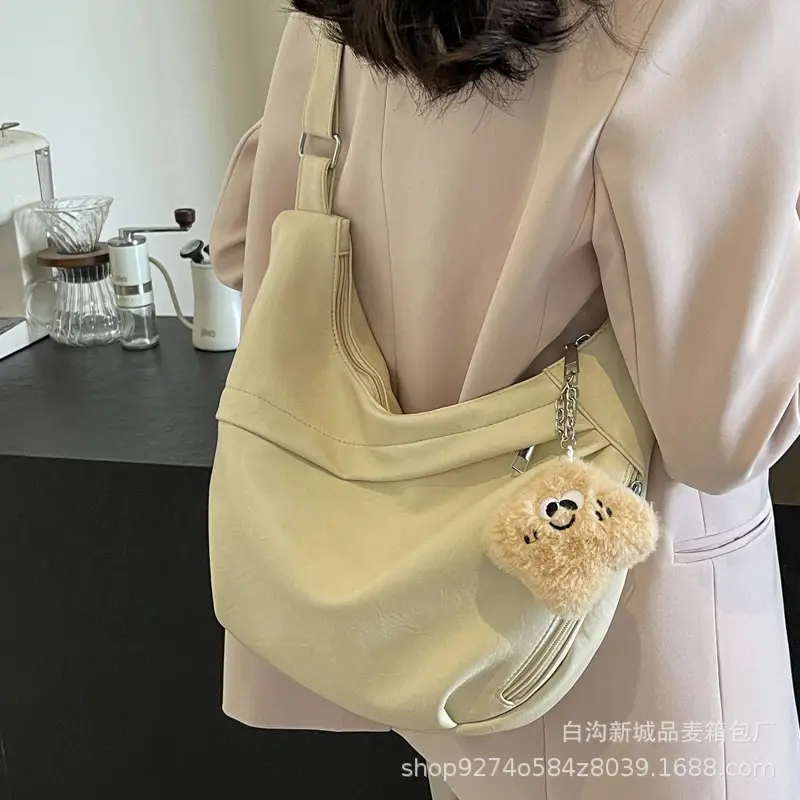 Women's Large Capacity Canvas Shoulder Bag Beige 2026 - Image 5