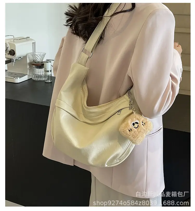 Women's Large Capacity Canvas Shoulder Bag Beige 2026 — feature 1