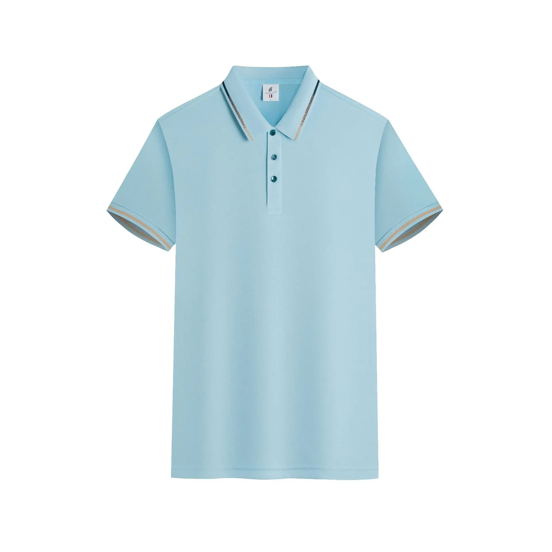 Men's Black Polo Shirt Short Sleeve Button Front - Image 10