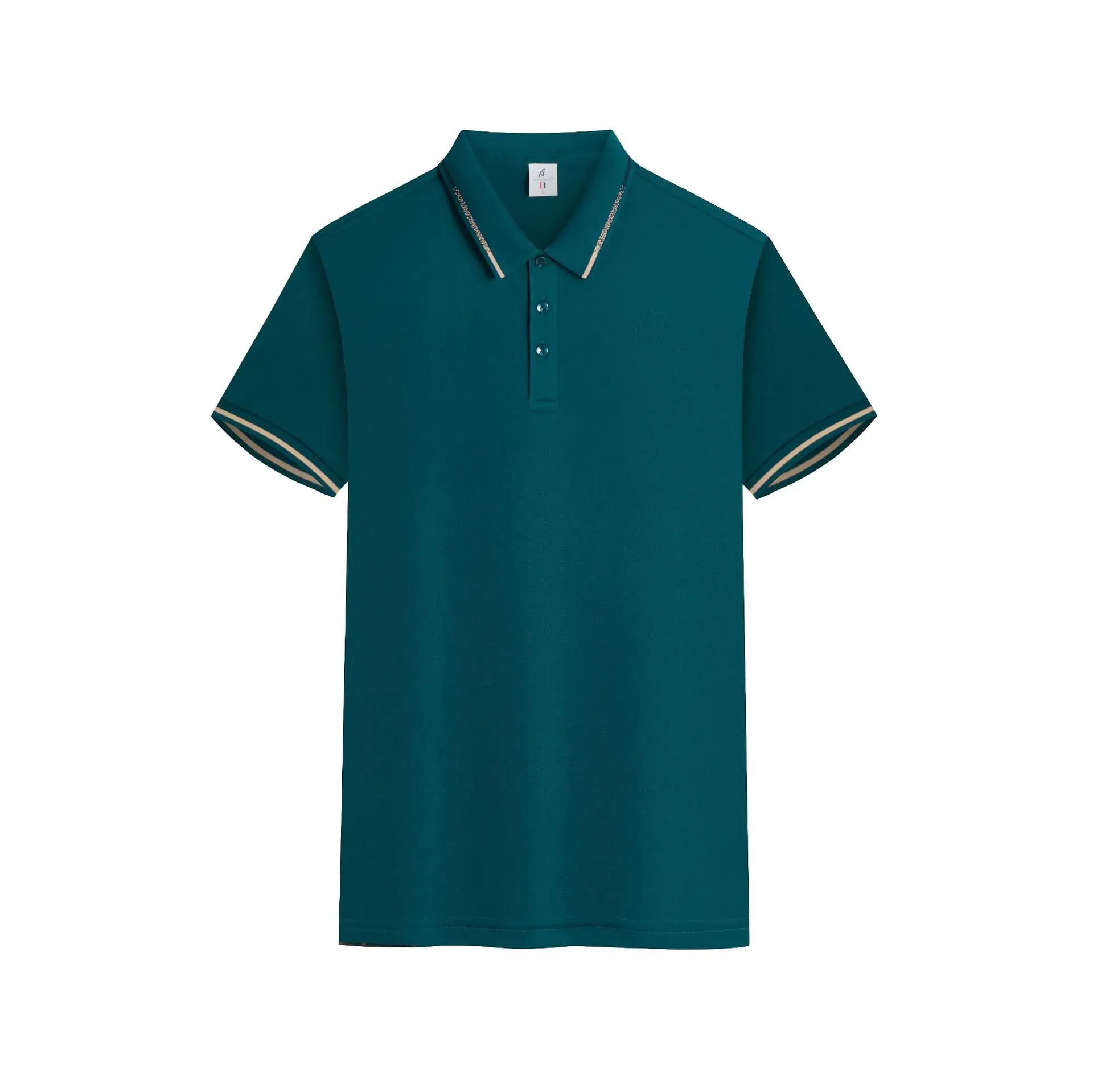 Men's Black Polo Shirt Short Sleeve Button Front - Image 11