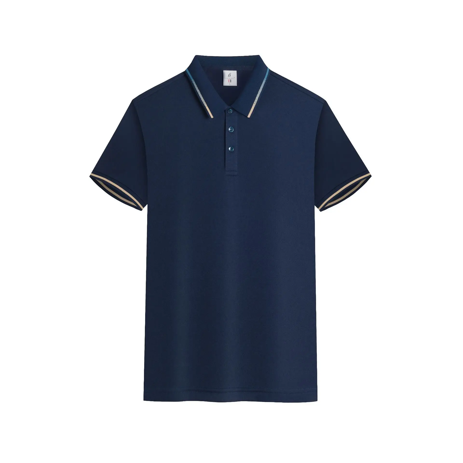 Men's Black Polo Shirt Short Sleeve Button Front - Image 3