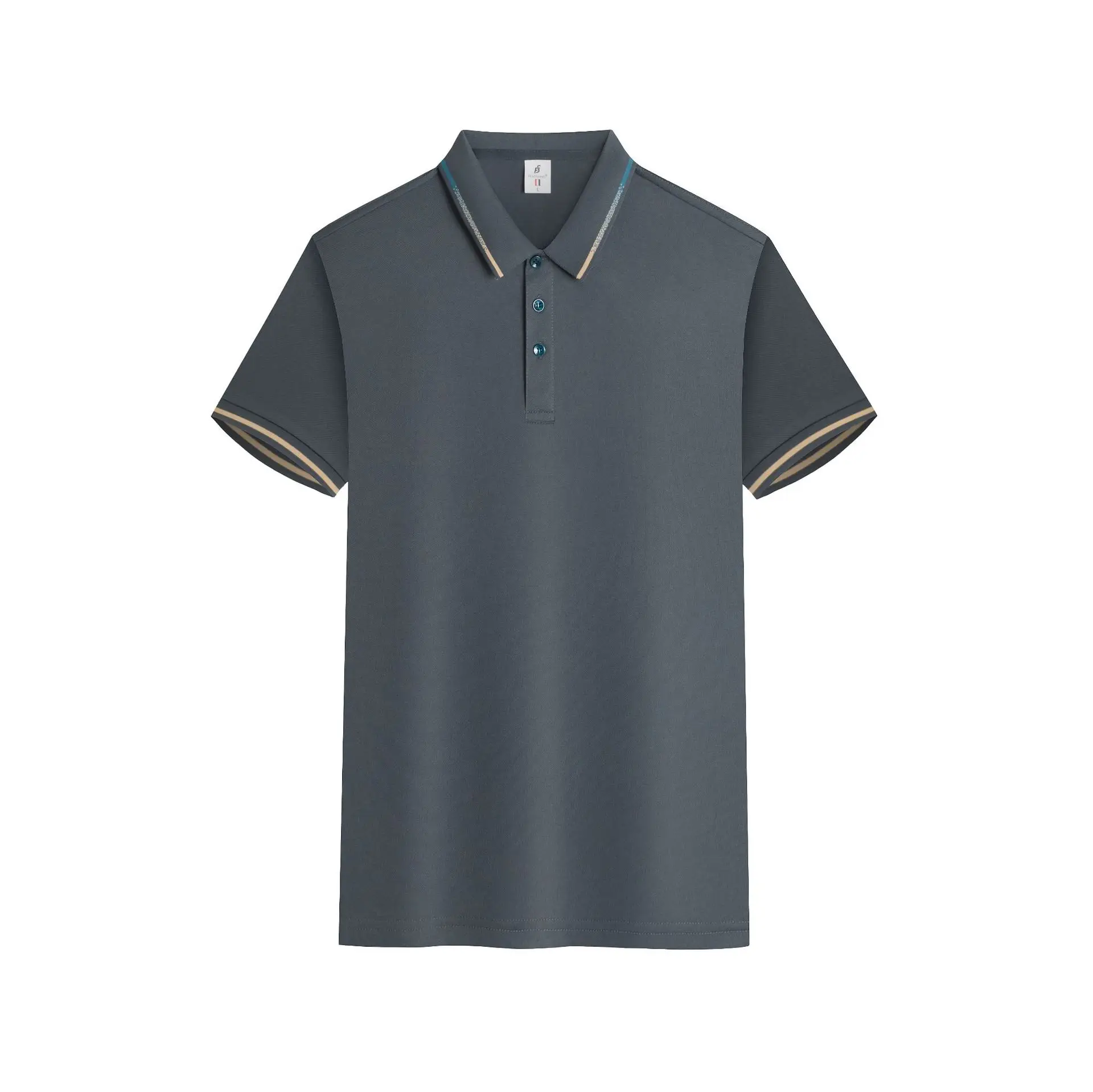 Men's Black Polo Shirt Short Sleeve Button Front - Image 9
