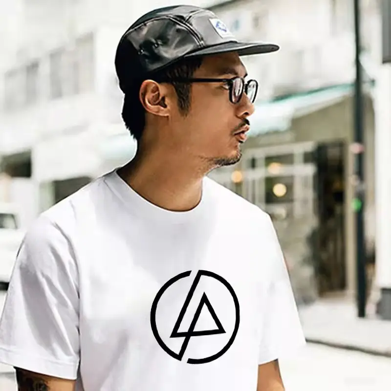 Men Pure Cotton Loose Fit T-Shirt White Triangle Print — feature 11