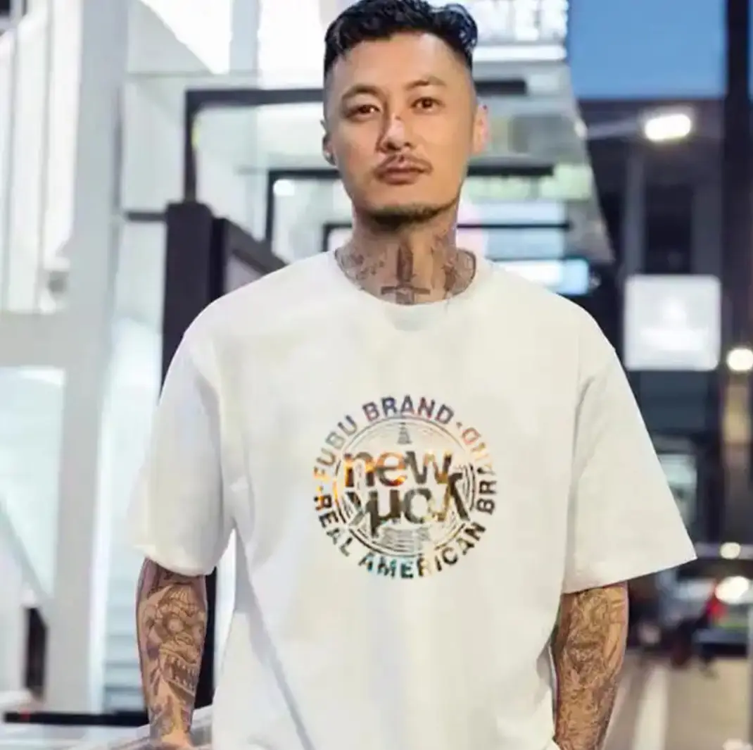 Men Pure Cotton Loose Fit T-Shirt White Triangle Print