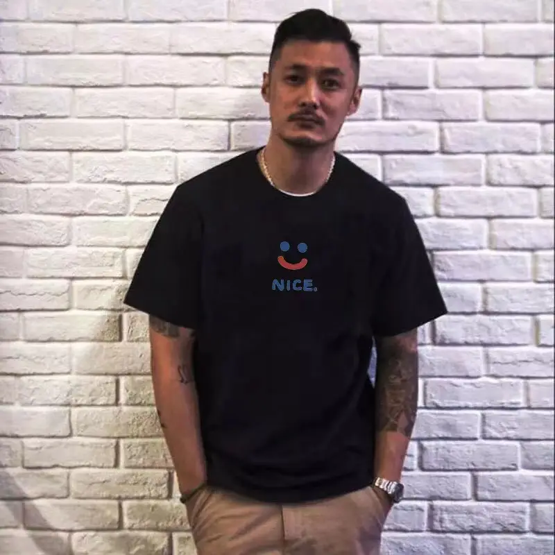 Men Pure Cotton Loose Fit T-Shirt White Triangle Print
