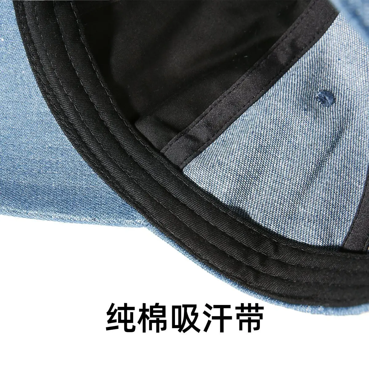 Retro American Baseball Cap Men Denim Peaked Black - Image 5