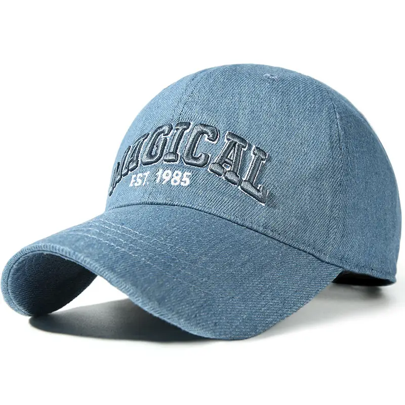 Retro American Baseball Cap Men Denim Peaked Black - Image 6