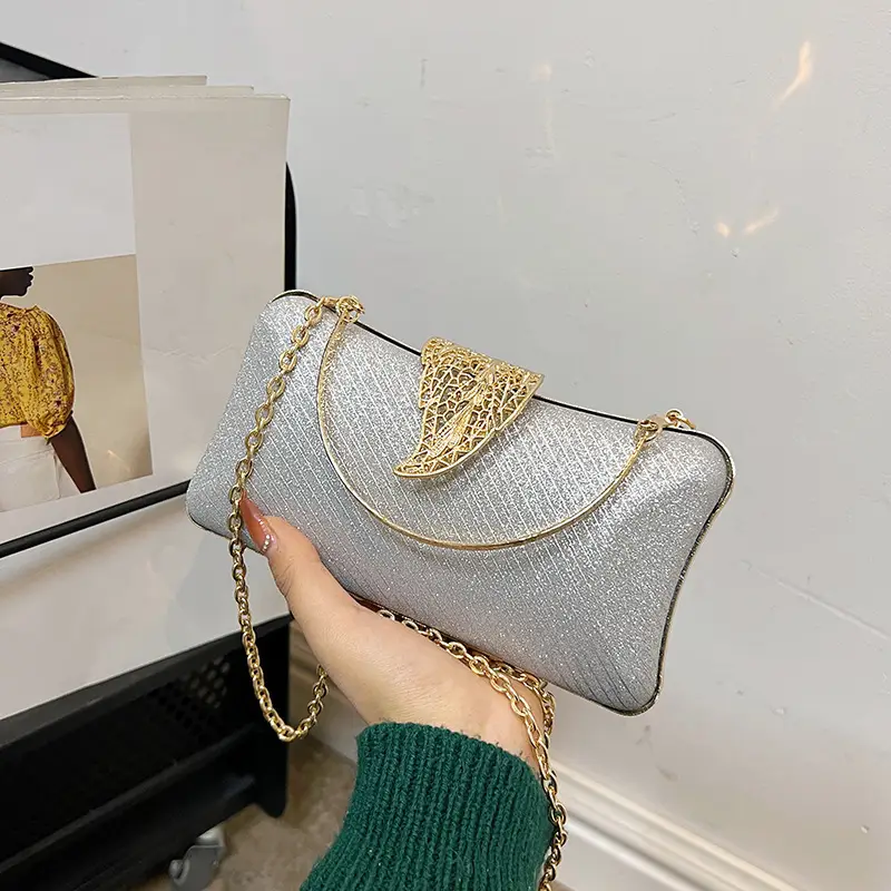 Red Embroidered Chain Handbag for Women
