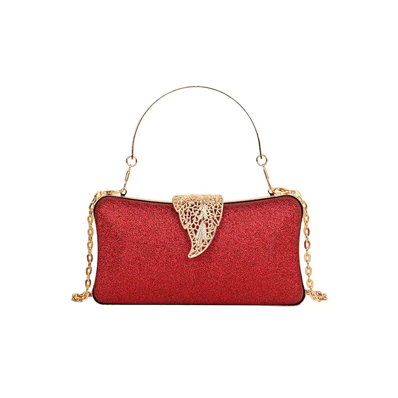Red Embroidered Chain Handbag for Women