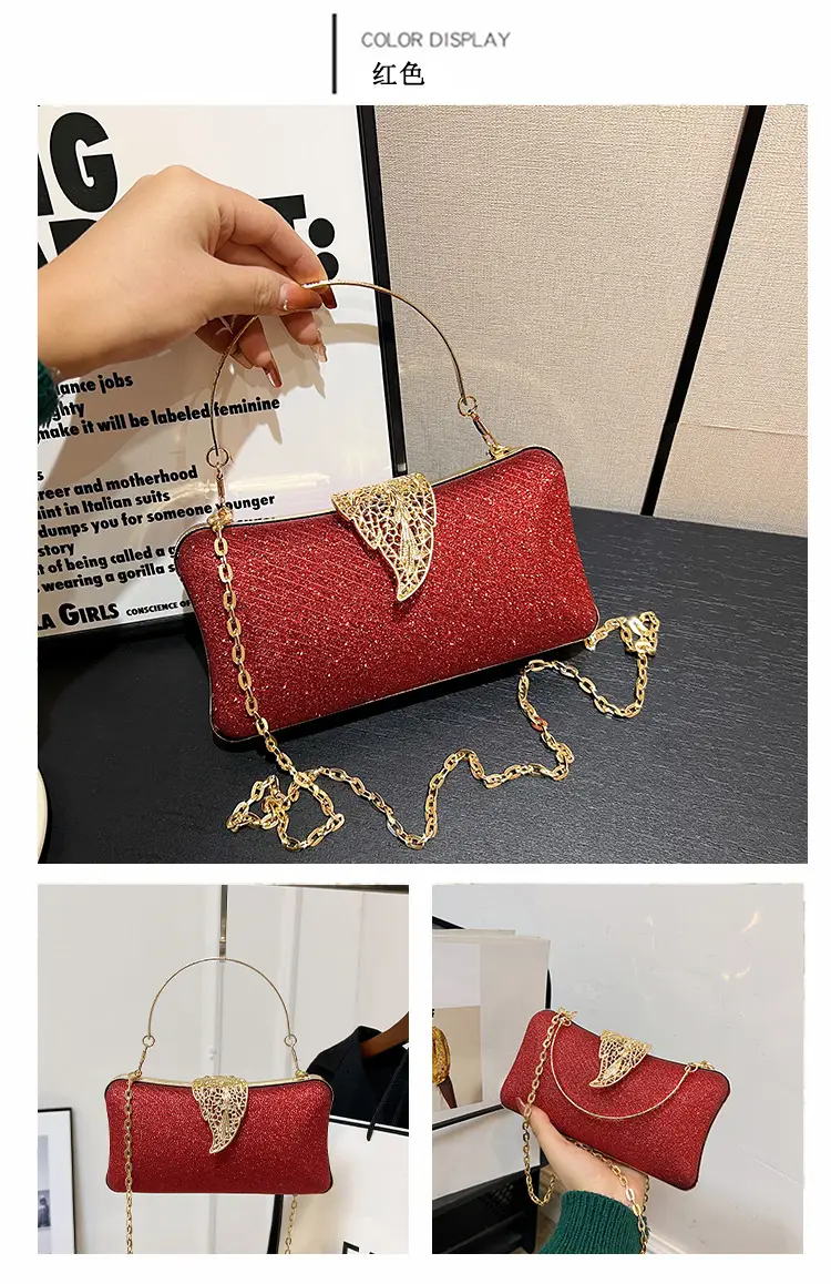 Red Embroidered Chain Handbag for Women — feature 19