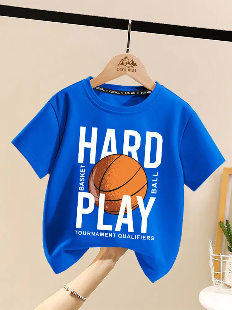 Boys Hard Play Basketball T-Shirt Turquoise Short Sleeve - Image 10