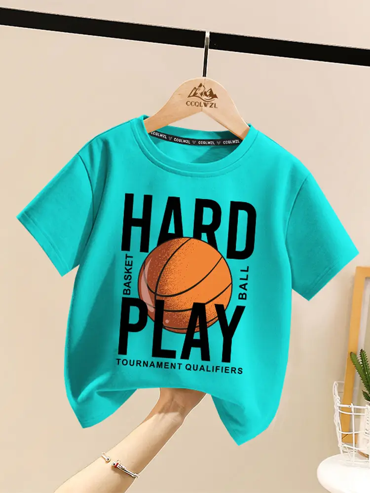 Boys Hard Play Basketball T-Shirt Turquoise Short Sleeve - Image 11