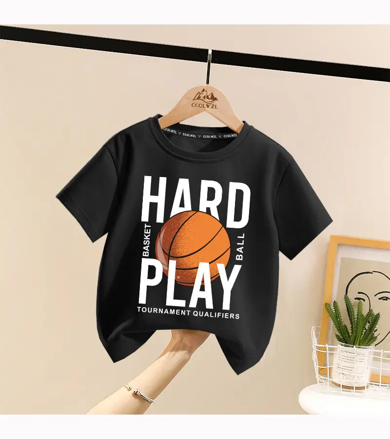 Boys Hard Play Basketball T-Shirt Turquoise Short Sleeve — feature 12