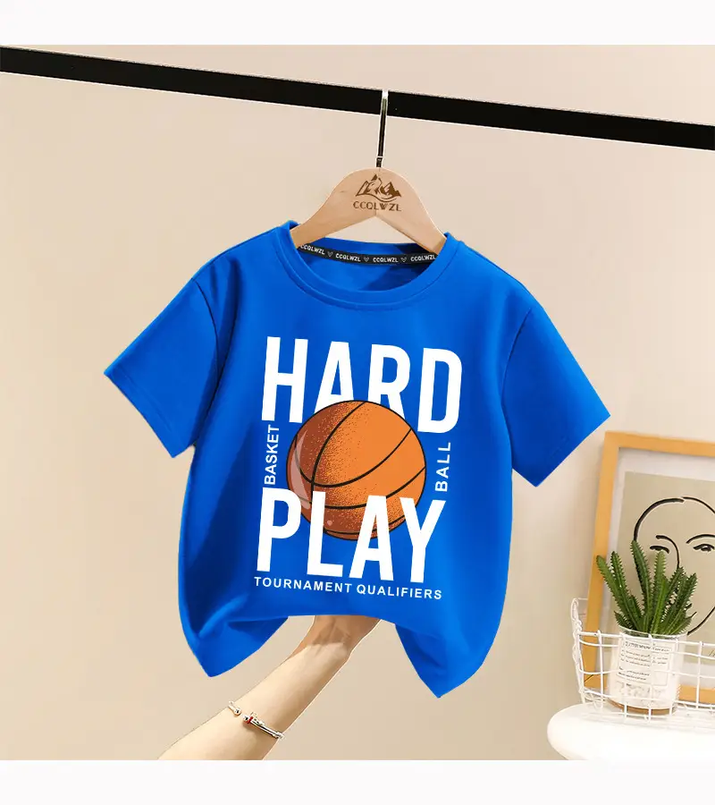 Boys Hard Play Basketball T-Shirt Turquoise Short Sleeve — feature 13