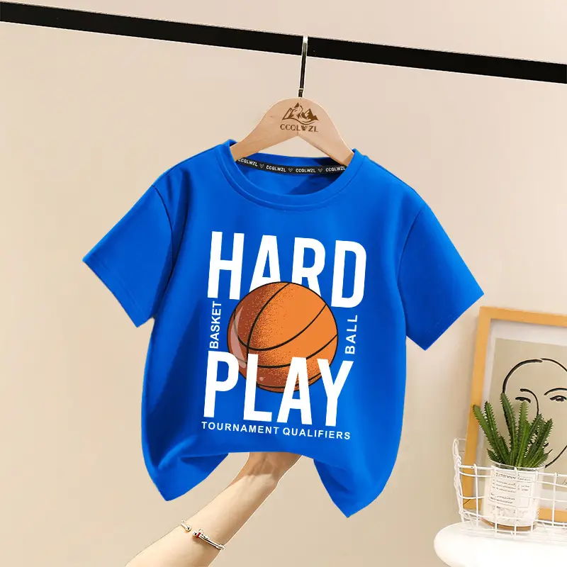 Boys Hard Play Basketball T-Shirt Turquoise Short Sleeve - Image 2