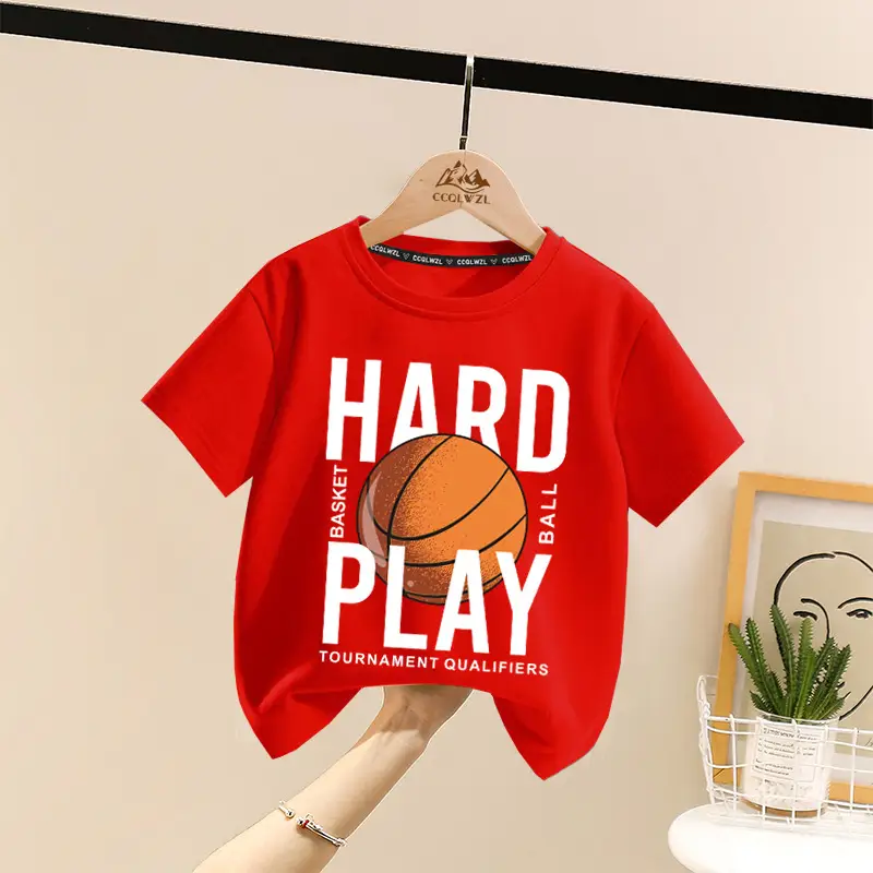 Boys Hard Play Basketball T-Shirt Turquoise Short Sleeve - Image 3