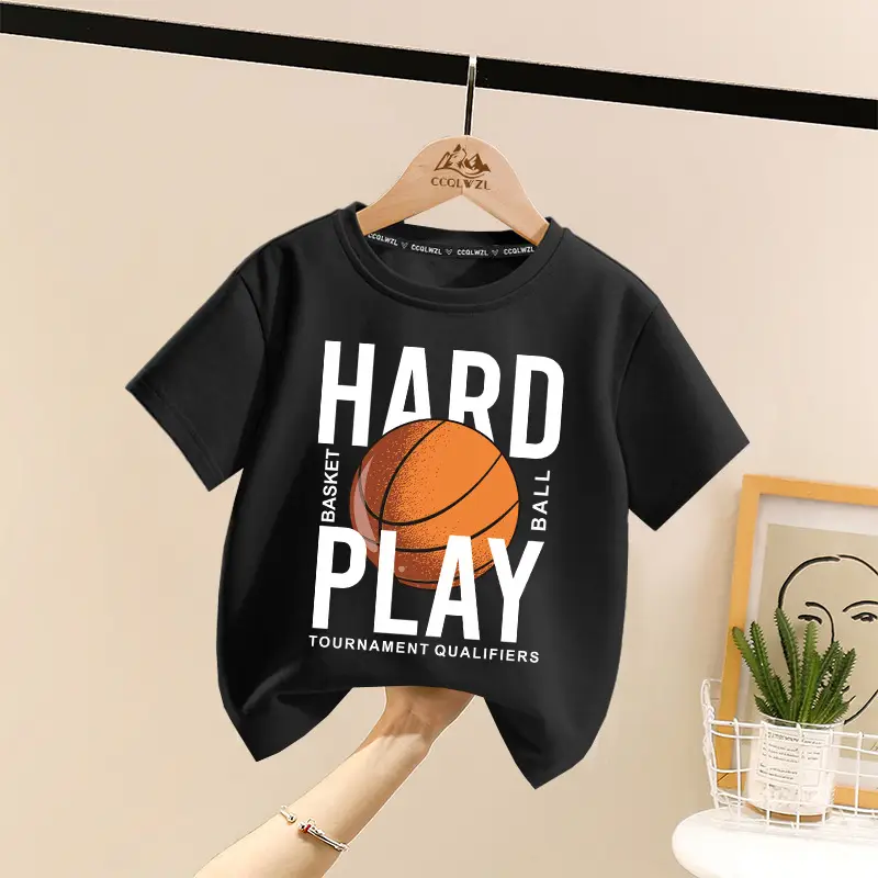 Boys Hard Play Basketball T-Shirt Turquoise Short Sleeve - Image 4