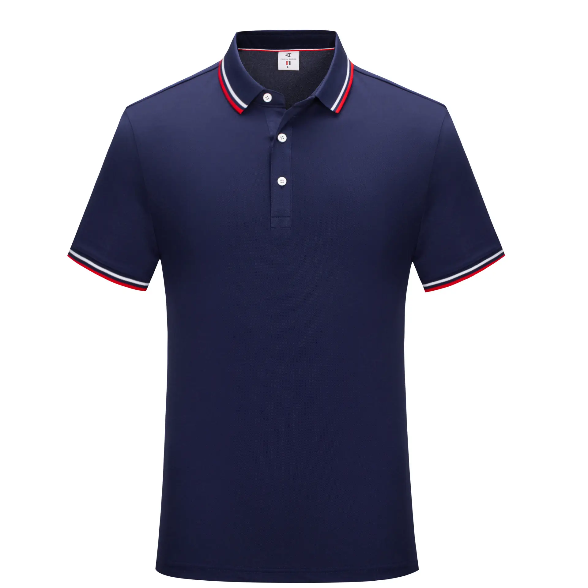Men Dark Green Polo Shirt with Red White Trim - Image 3